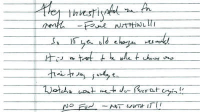 An unsealed note purportedly penned by Jeffrey Epstein. U.S. Southern District of New York.