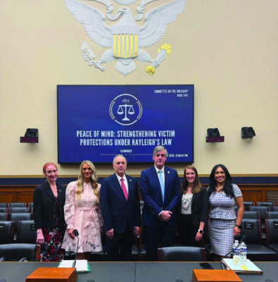 From left: Lisae Jordan, executive director and counsel, Maryland Coalition Against Sexual Assault; Kayleigh Kozak; Chairman Andy Biggs, R-Ariz., Rep. Brad Knott, R-N.C.; Rachel Wright, national policy director, Right on Crime; state Sen. Suzette Martinez Valladares, R-Acton. Courtesy photo.