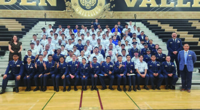 The Air Force Junior Reserve Officers’ Training Corps program at Golden Valley High School, unit CA-20063, scored 100% and earned an overall rating of “Exceeds Standards” for their unit inspection. Courtesy photo.