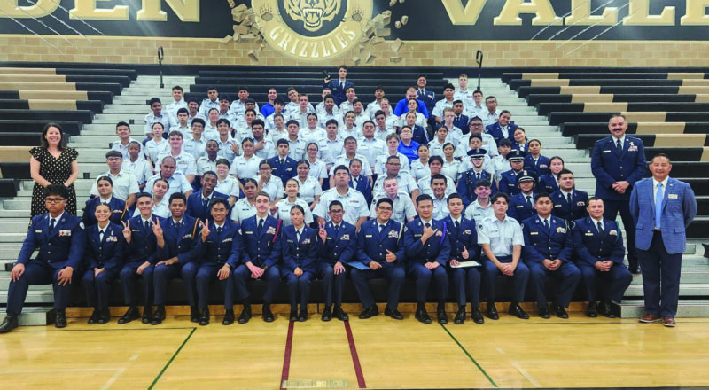 The Air Force Junior Reserve Officers’ Training Corps program at Golden Valley High School, unit CA-20063, scored 100% and earned an overall rating of “Exceeds Standards” for their unit inspection. Courtesy photo.