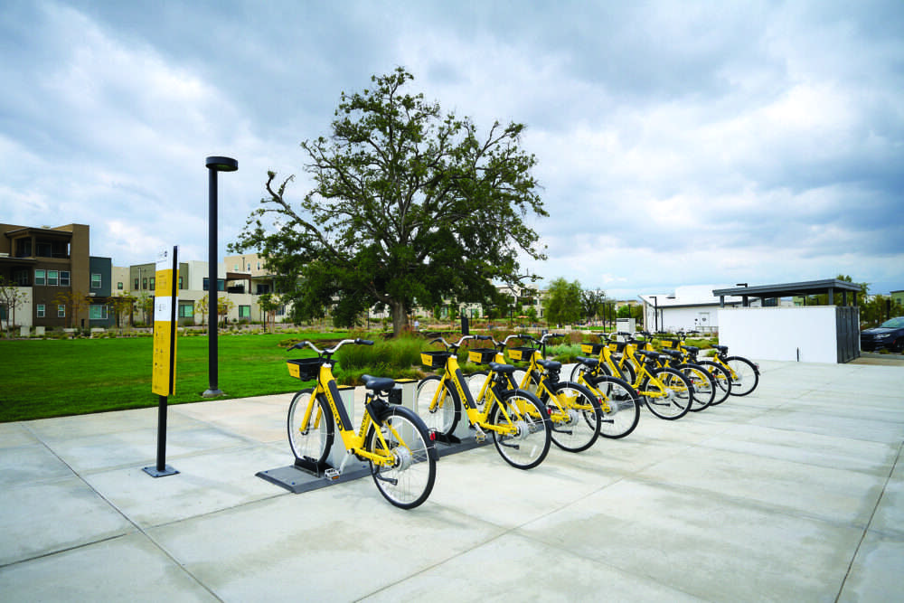 VALENCIA GO lets FivePoint community residents to access and rent electric vehicles and e-bikes from a “mobility hub” in Verve Park. PHOTO CREDIT FIVEPOINT