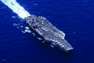 Nimitz-class aircraft carrier USS George H.W. Bush (CVN 77) sails in the Arabian Sea, on May 3, 2026. Courtesy of the U.S. Navy