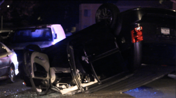 First responders were dispatched to a call of a woman who was trapped in her vehicle on Mandan Street and Soledad Canyon Road in Canyon Country, Calif. Photo courtesy of Dillon Foster/For The Signal