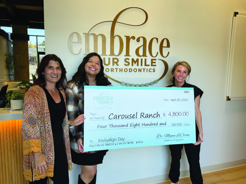Embrace Your Smile Orthodontics donated $100 to Carousel Ranch for every client who came in for an Invisalign evaluation as part of a regional Invisalign charity event. Courtesy photo.