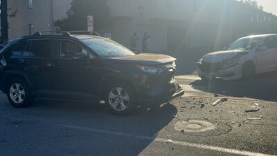 A two-vehicle traffic collision results in one transport on Valle Del Oro and Costa Vista on Wednesday evening. Signal Staff/The Signal