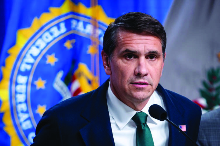 Acting Attorney General Todd Blanche speaks during a press conference at the Justice Department in Washington on April 27, 2026. Photo by Madalina Kilroy.