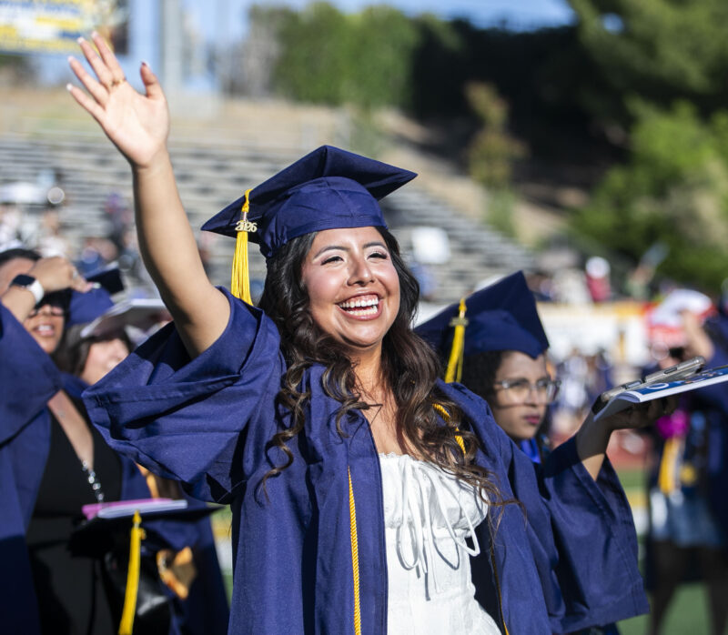 Graduating students walk to "Pomp and Circumstance" during the College of the Canyons graduation at Cougar Stadium on Friday, June 5, 2026. Habeba Mostafa/ The Signal