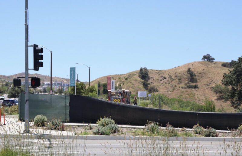 First responders put out a small fire on the 26000 block of Magic Mountain Parkway on Thursday, June 11, 2026. Kamryn Martell/The Signal