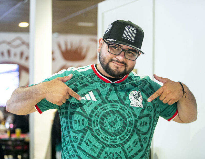 Canyon Country resident Edgar Zavala wears a jersey representing Mexico while watching the first game of FIFA World Cup 2026 between Mexico and South Africa at El Trocadero Kitchen & Bar on Thursday, June 11, 2026. Habeba Mostafa/ The Signal