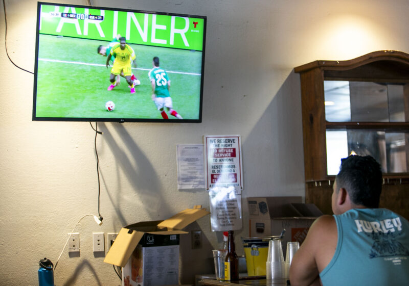 Attendees gathered at El Trocadero Kitchen & Bar Thursday afternoon to watch the first game of FIFA World Cup 2026 between Mexico and South Africa on June 11, 2026. Habeba Mostafa/ The Signal