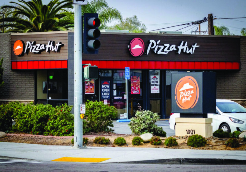 A Pizza Hut store in Costa Mesa, Calif., on Dec. 27, 2023. Photo by John Fredricks.