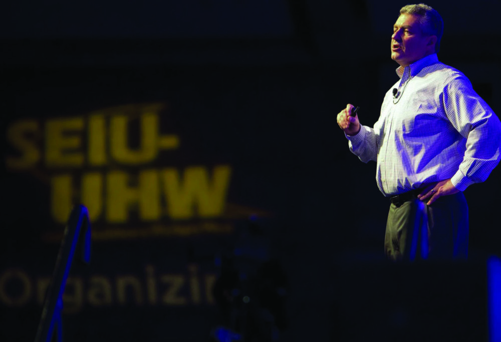 Dave Regan speaks to the SEIU-UHW Leadership Assembly in 2013. Photo by Steve Yeater courtesy of SEIU-UHW