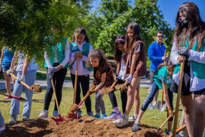 Girl Scouts and other volunteer groups help the Urban Forestry Division sustain the city’s canopy of trees. PHOTO COURTESY CITY OF SANTA CLARITA