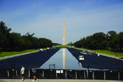 The Lincoln Memorial Reflecting Pool is refilled after it was repaired and repainting as part of President Donald Trump's “Make the District of Columbia Safe and Beautiful” initiative ahead of America's 250th anniversary in Washington on June 4, 2026. Photo by Madalina Kilroy.