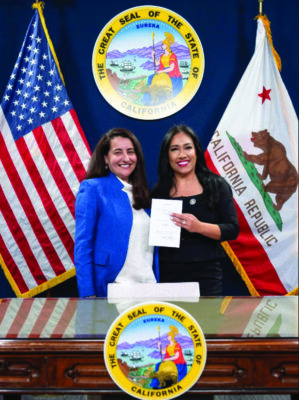 Sen. Suzette Martinez Valladares, R-Acton (right), announced that Acting Gov. Monique Limon (left) had signed the senator’s local government efficiency bill, Senate Bill 1080, into law. Courtesy photo.