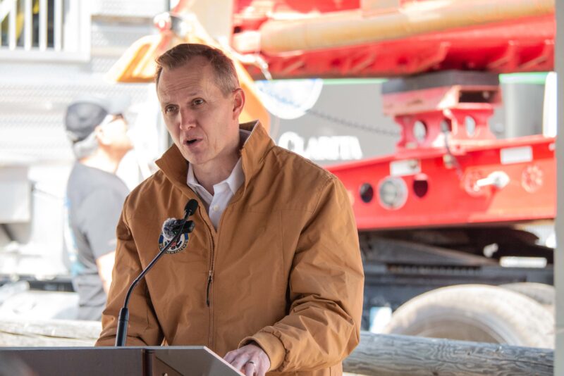 Congressman George Whitesides, D- Agua Dulce, speaks at the 
city’s Fire Safety Day ahead of the  Fourth of July weekend on Saturday June 27, 2026. Katherine Quezada/The Signal