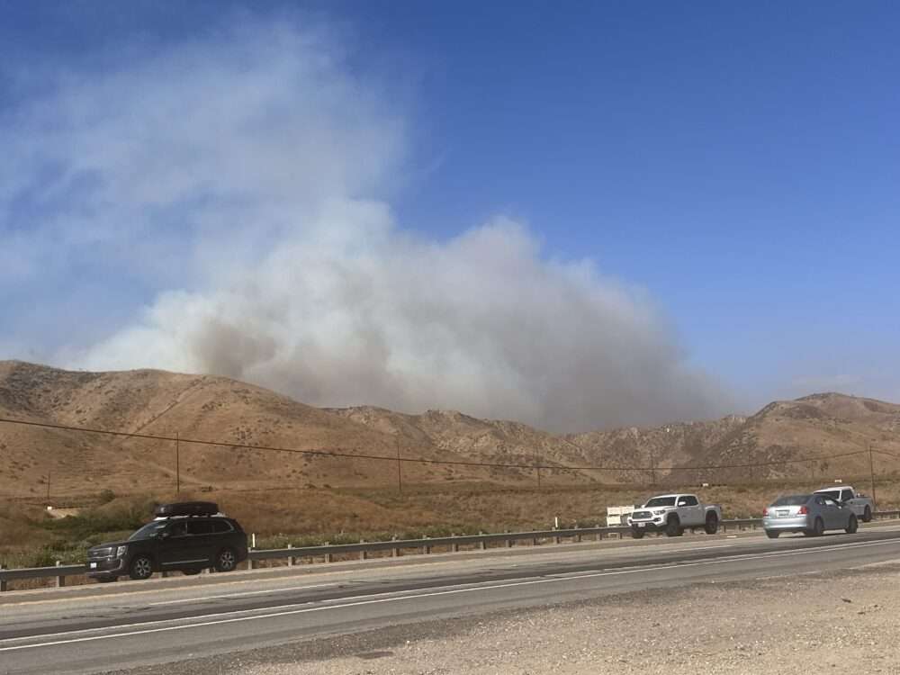 A fire, called the “Chloe Fire,” broke out around 4:15 p.m. Wednesday in the hills near Val Verde, north of Highway 126 at San Martinez Grande Canyon Road. Katherine Quezada/The Signal