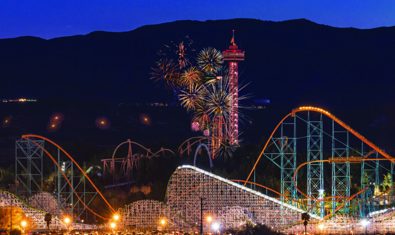 Six Flags Magic Mountain will mark Independence Day with its annual “Star-Spangled Nights, a high-energy celebration combining thrill rides and a patriotic fireworks spectacular. Courtesy photo.