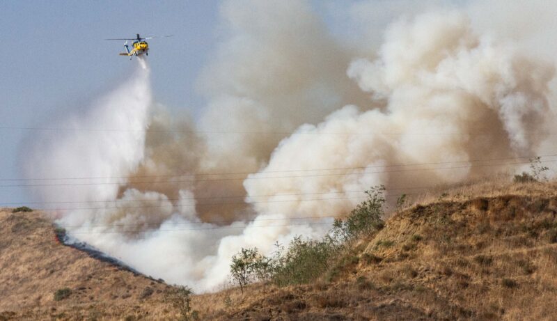 Los Angeles County Fire Department and other agencies battle the Chloe Fire which burned over 100 acres near the L.A. and Ventura county lines near the community of Val Verde on Wednesday July 1, 2026. Katherine Quezada/The Signal