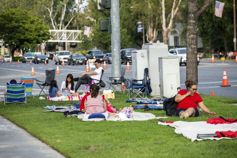 Residents set up for the City of Santa Clarita Fourth of July Fireworks Show at Valencia Town Center on Saturday, July 4, 2026. Habeba Mostafa/ The Signal