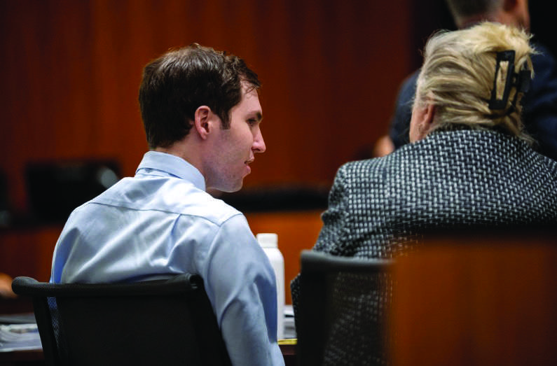 Tyler Robinson speaks with his attorney Kathryn Nester during a hearing for Robinson, accused in the fatal shooting of conservative commentator Charlie Kirk, in 4th District Court in Provo, Utah, on April 17, 2026. Trent Nelson/Pool via Reuters