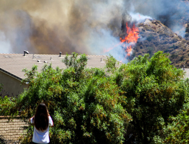 A brush fire, called the “Pointe Fire” broke out on the 21300 block of Centre Pointe Parkway on Wednesday afternoon. Habeba Mostafa/The Signal