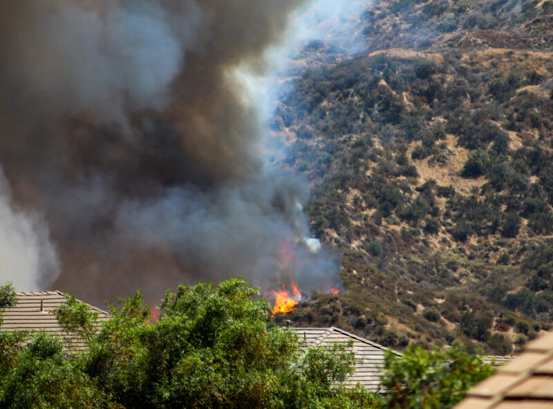 A brush fire, called the “Pointe Fire” broke out on the 21300 block of Centre Pointe Parkway on Wednesday afternoon. Habeba Mostafa/The Signal