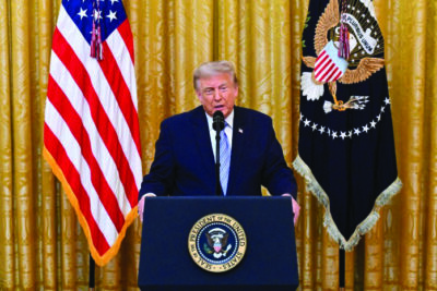 President Donald Trump addresses the nation from the East Room of the White House on July 16, 2026. Saul Loeb/Pool/AFP via Getty Images
