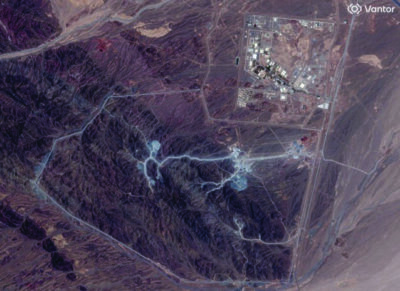 A satellite view shows an overview of the Natanz nuclear facility and Pickaxe Mountain, near Natanz, Iran, on June 30, 2026. Vantor/Handout via Reuters