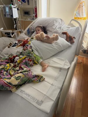Adeline Barajas in the hospital. Photo courtesy of Manny Barajas.