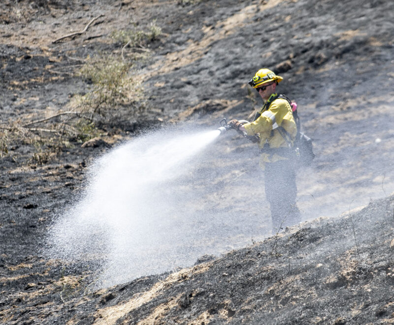 First responders were dispatched to a fire on the 21300 block of Centre Pointe Parkway for the "Pointe Fire" in Santa Clarita, Calif., Tuesday, July 21, 2026. Habeba Mostafa/The Signal