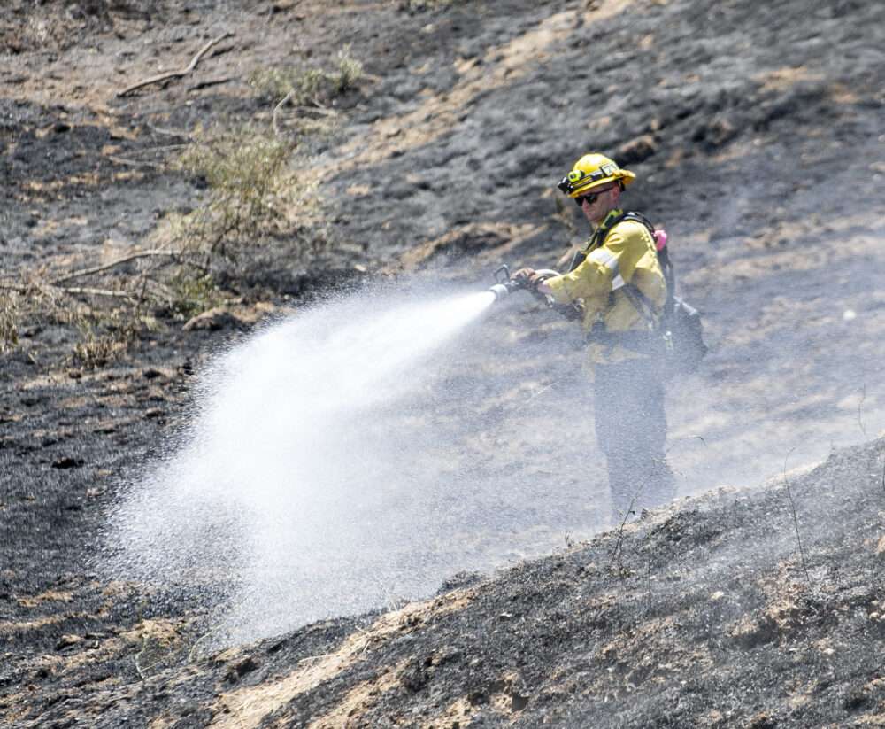 First responders were dispatched to a fire on the 21300 block of Centre Pointe Parkway for the "Pointe Fire" in Santa Clarita, Calif., Tuesday, July 21, 2026. Habeba Mostafa/The Signal