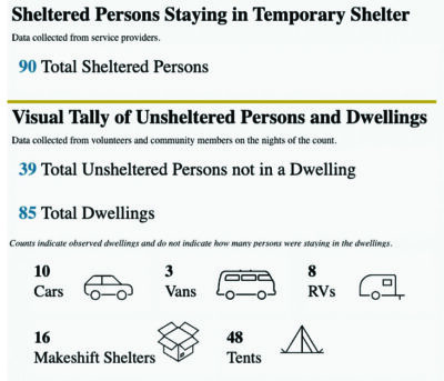 This screenshot from the Los Angeles Homeless Services Authority website shows a snapshot of the point-in-time homeless count conducted in the city of Santa Clarita earlier this year. Courtesy of LAHSA.