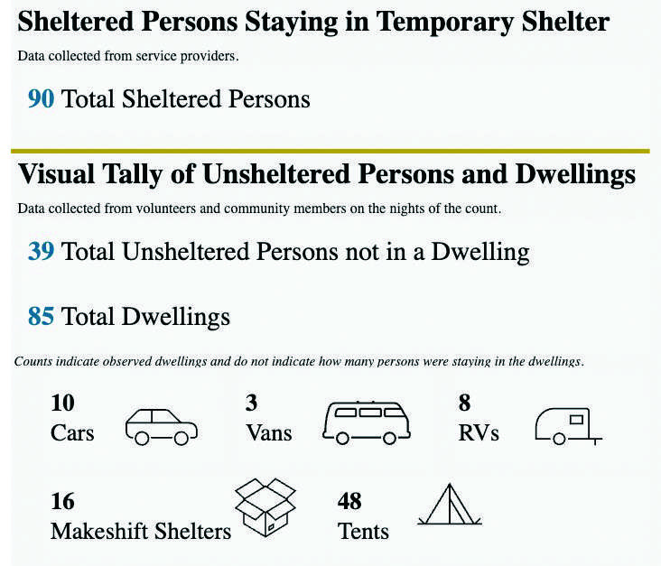 This screenshot from the Los Angeles Homeless Services Authority website shows a snapshot of the point-in-time homeless count conducted in the city of Santa Clarita earlier this year. Courtesy of LAHSA.