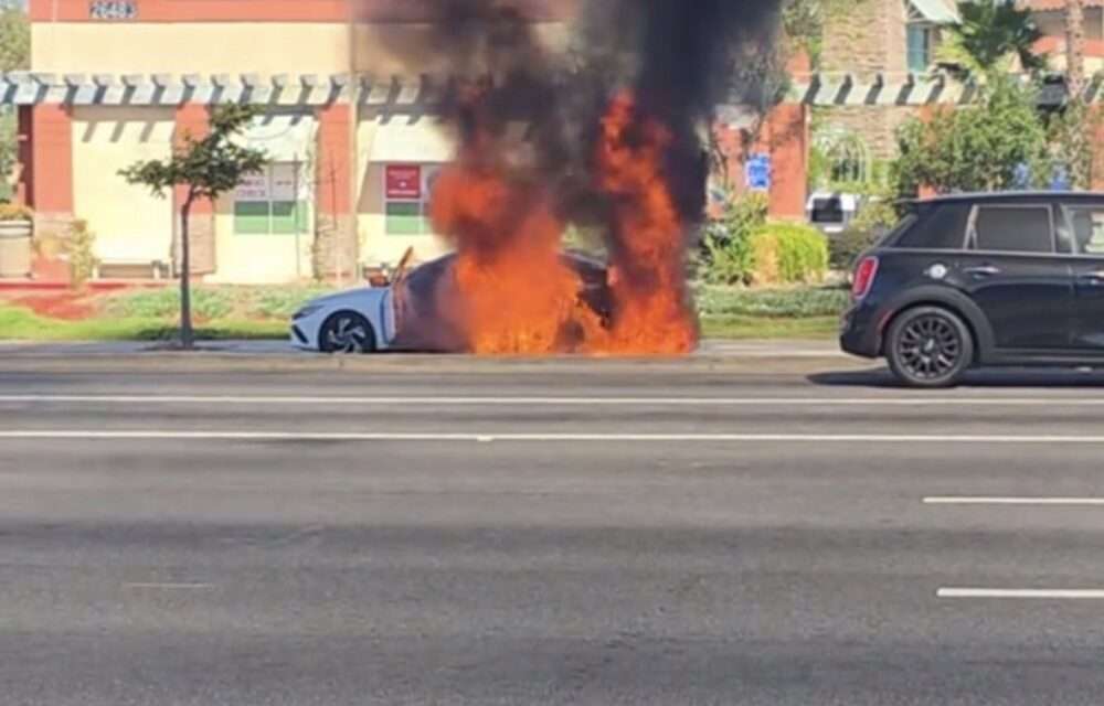 A vehicle was fully engulfed in flames on Bouquet Canyon Road and Newhall Ranch Road in Valencia, Tuesday, July 28, 2026. Signal Staff/The Signal