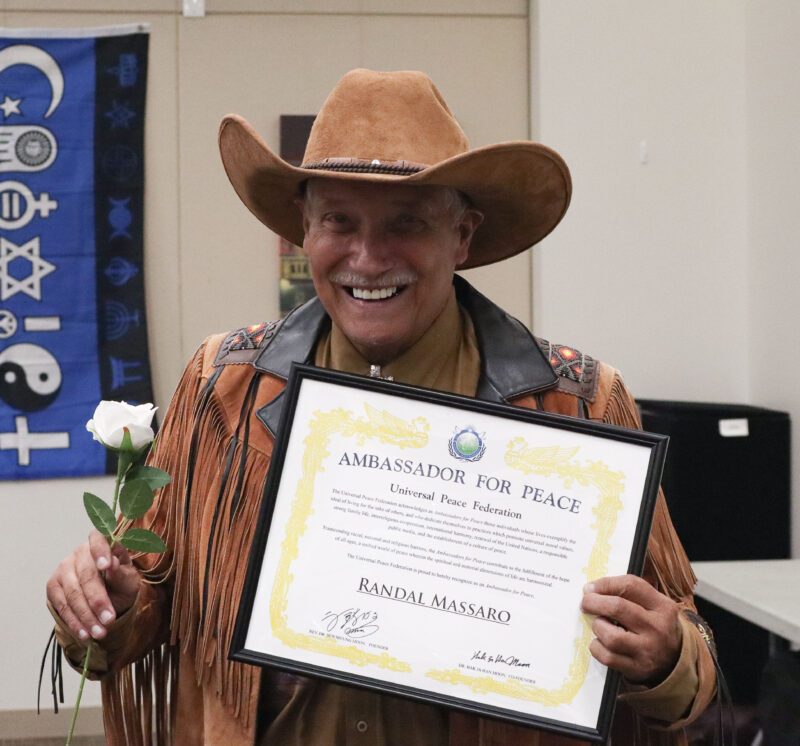 Randal Massaro, an honoree, smiles for a photo at the inaugural National Parents Day awards ceremony at the Old Town Newhall Library in Newhall, Calif., Sunday, July 26, 2026. Kamryn Martell/The Signal