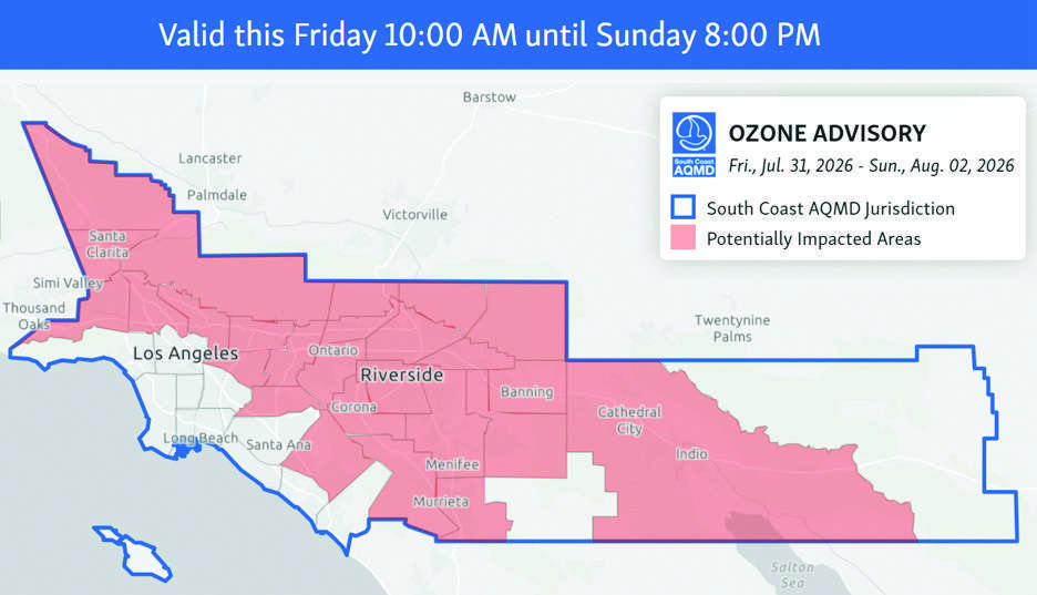 AQMD issues ozone advisory due to heat wave
