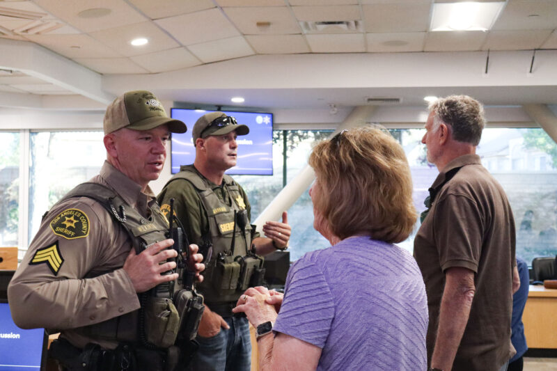 Santa Clarita Valley Sheriff's Station officials speak to community members after a presentation on electric bikes and motorcycles at Santa Clarita's City Hall, Tuesday, Aug. 4, 2026. Kamryn Martell/The Signal