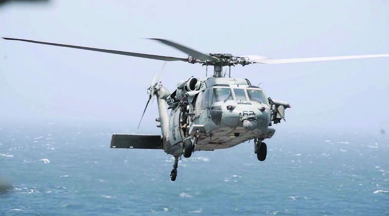 A U.S. Navy MH-60 helicopter at an unknown location, in a photo released by the U.S. military on Aug. 12, 2026. CENTCOM