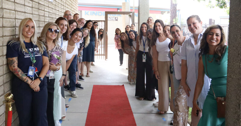 Parents and students walk the "red carpet" on the first day of school at Highlands Elementary School in Saugus, Calif., Wednesday, Aug. 12, 2026. Kamryn Martell/The Signal