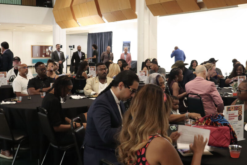 Attendees hang out at the Santa Clarita Valley Chamber of Commerce's fourth annual Black Business Month event at the California Institute of the Arts, Thursday, Aug. 6, 2026. Kamryn Martell/The Signal