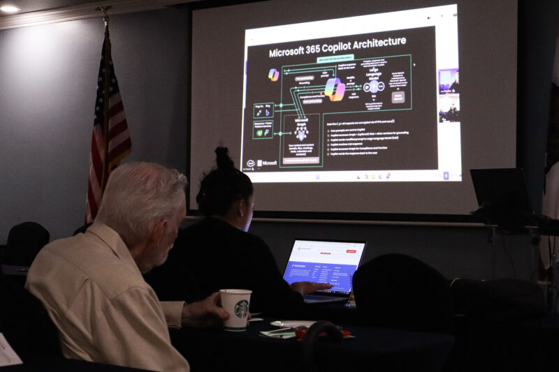 Attendees listen at the Santa Clarita Valley Chamber of Commerce's "The AI Advantage" seminar at 360 Suites SCV in Stevenson Ranch, Calif., Tuesday, Aug. 18, 2026. Kamryn Martell/The Signal