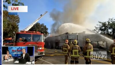 Firefighters battle the blaze that destroyed The Newhall Refinery restaurant on Main Street in the early hours of Monday, Aug. 24, 2026. Signal staff photo.