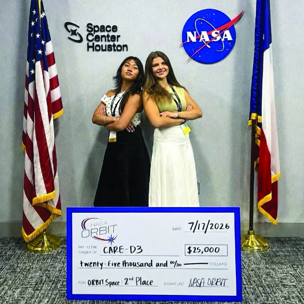 Students Sophia Cranshaw and Tatiana Torrecampo led the CARE-D3 team in the NASA ORBIT Challenge, placing second and winning $25,000. Courtesy photo.