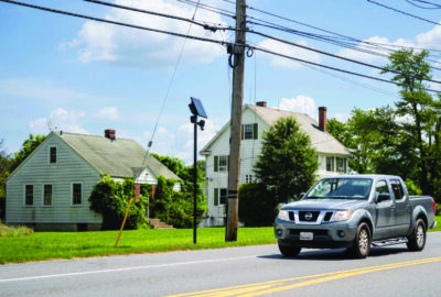 Two Flock cameras in a neighborhood in Jessup, Md., on Aug. 26, 2026. Photo by Madalina Kilroy.