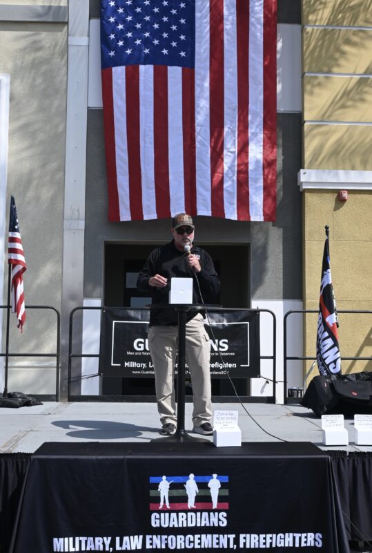 Tim Traurig of Guardians SCV speaks at the Fourth Annual Patriot Day event, held in 2024. Signal File Photo 