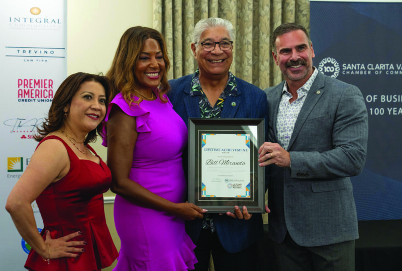 City councilmember Bill Miranda accepts the lifetime achivement award during the SCV Chamber’s Hispanic Heritage month celebration on Wednesday, Sept. 16, 2026 at The Centre. Katherine Quezada/The Signal