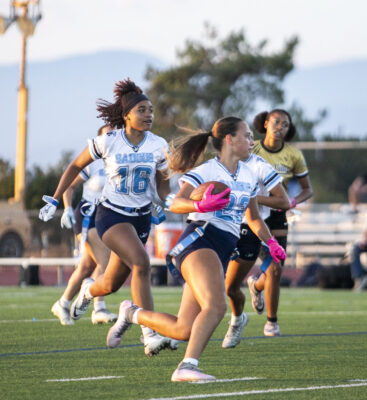 Saugus' Makeli Leonard (22) intercepts the ball against Golden Valley during the first quarter of Thursday's game at Golden Valley High School on Sept. 24, 2026. Habeba Mostafa/ The Signal