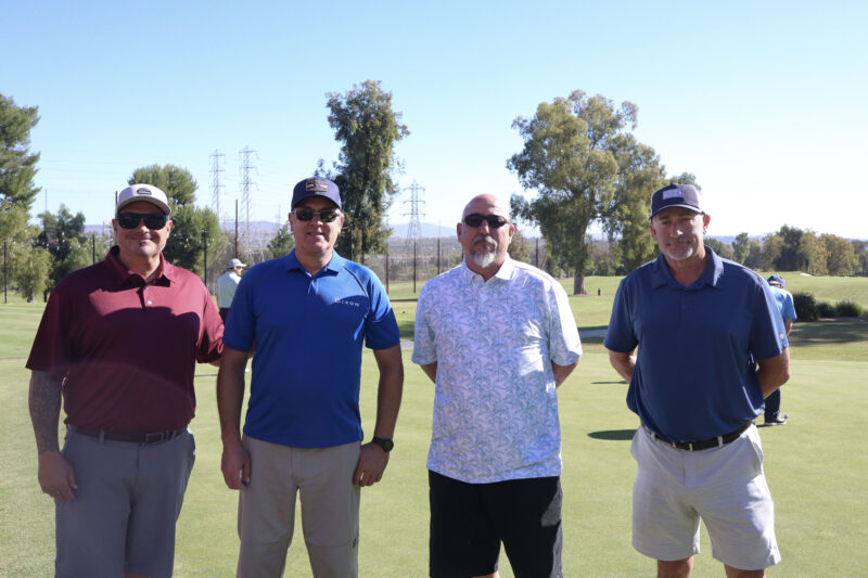 From left: Jeremy Wylie, Jake Hester, Dave Dismang, and Josh Gilliam pose for a photo together at the Chamber of Commerce's 42nd annual "Oak Tree Golf Classic" at Valencia Country Club in Valencia, Calif., Monday, Sept. 28, 2026. Kamryn Martell/The Signal