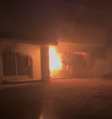 Los Angeles County Fire Department personnel were called to the 27400 block of Annette Jo Circle around 9:02 p.m. for a structure fire, Saturday, Sept. 26, 2026. Screenshot of a video by Johnny Huerta.
